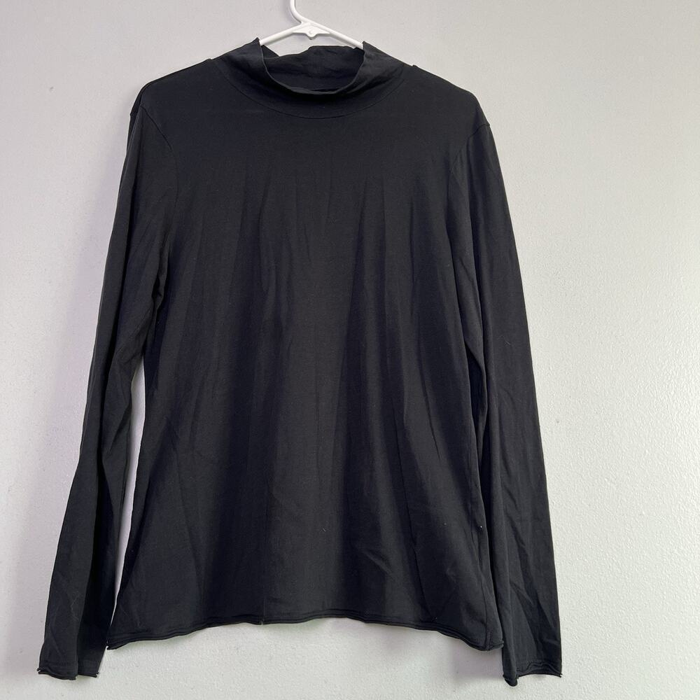 Anthropologie Women's Pullover Long Sleeve Tee Black Basic Minimalist Sz XL